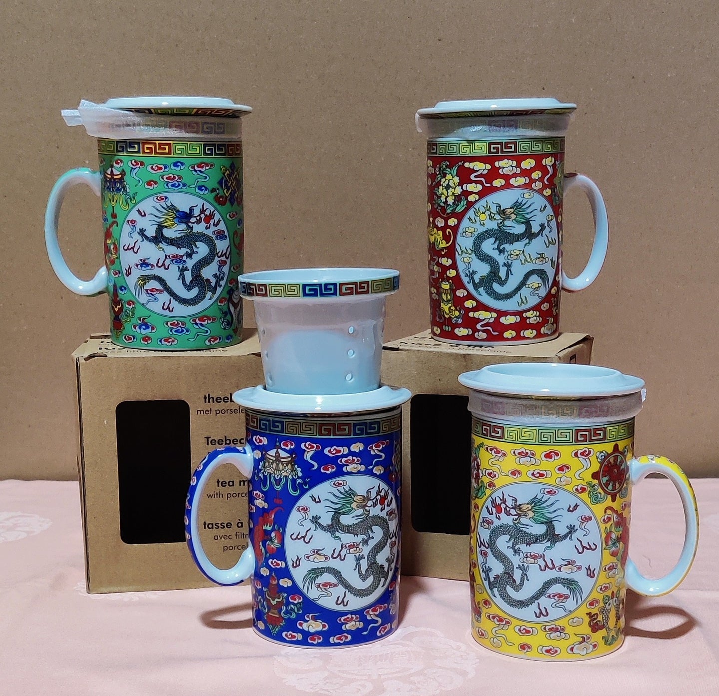 Grand verre en porcelaine avec filtre (7,50 x 14,50 cm)