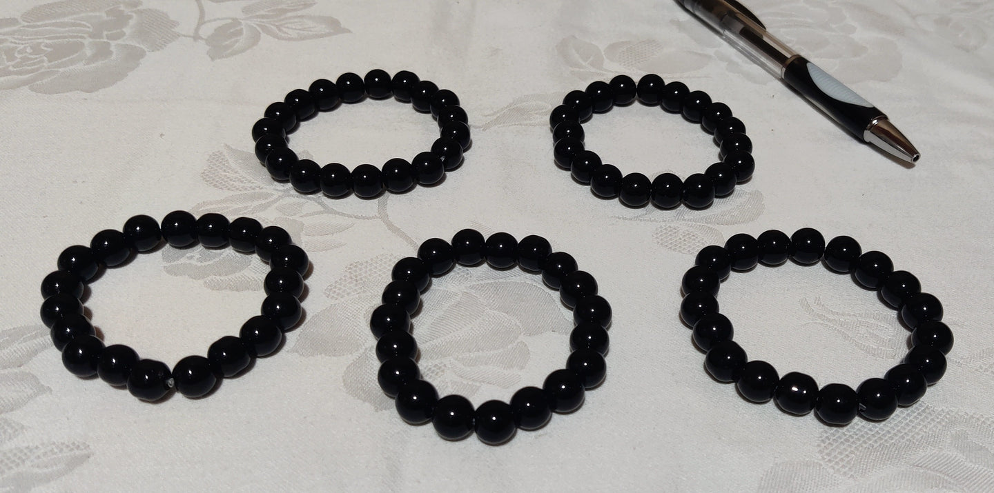 Bracelet de perles noires 6,50cm 8#