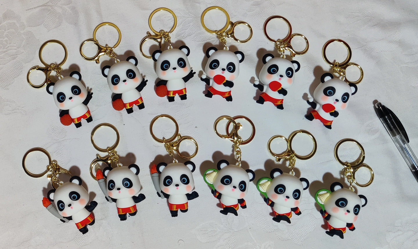 Porte-clés panda géant en caoutchouc 3,5x5,2x3,5cm