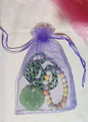 Couple Duo Bracelet en résine et collier imitation jade