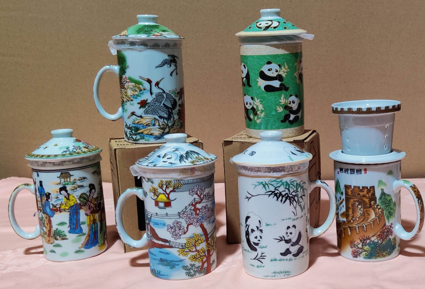 Grand verre en porcelaine avec filtre (7,50 x 14,50 cm)