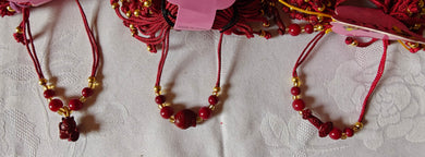 Bracelet fil rouge et cinabre, poisson, chat... 3 motifs