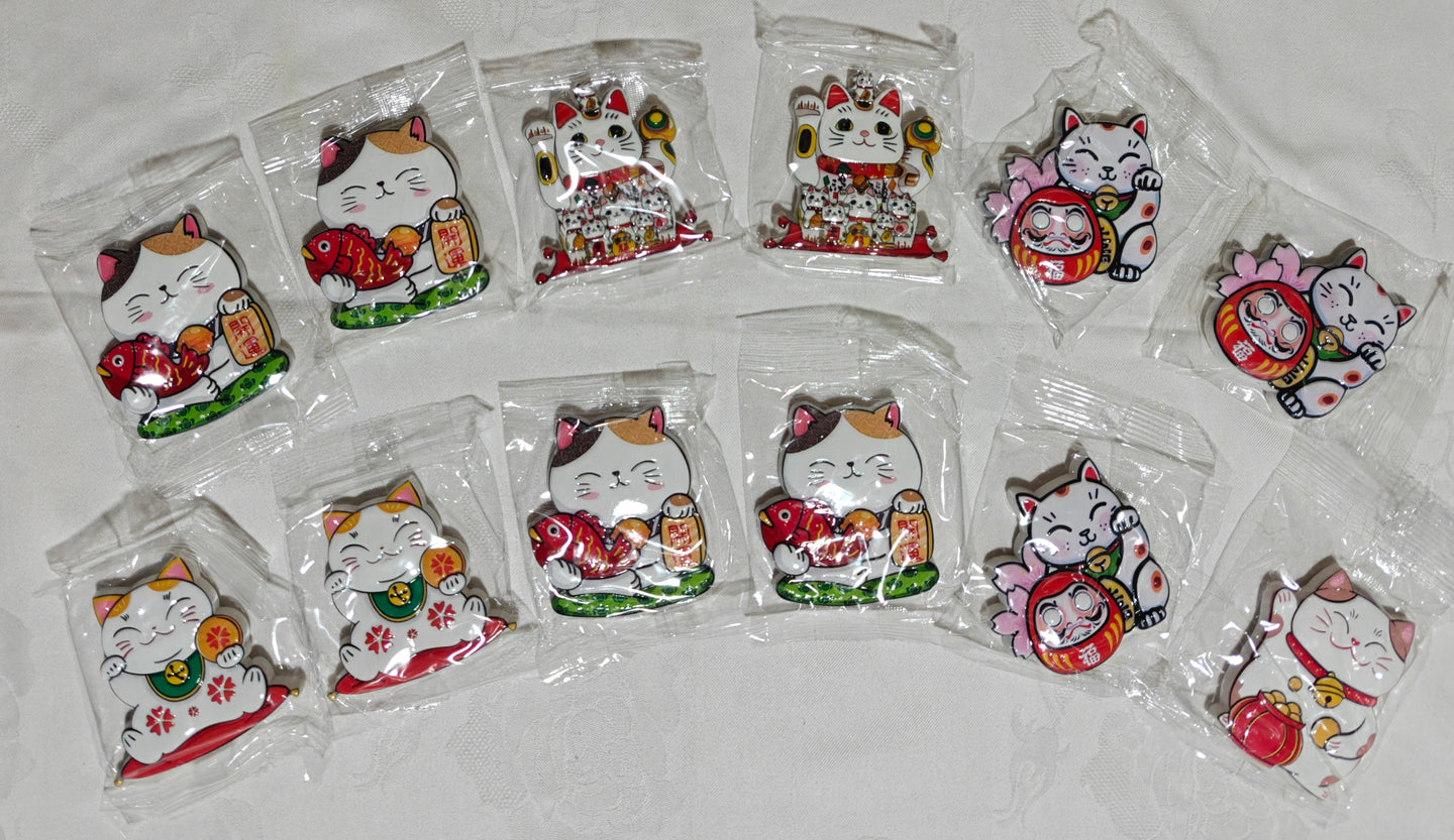 Chat de bonheur en céramique magnétique 5,00 x 7,00 cm 陶瓷猫冰箱贴