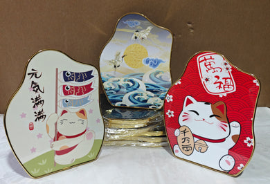 Tableau décoratif de chat FengShui et cigogne 19,50 x 24,50cm