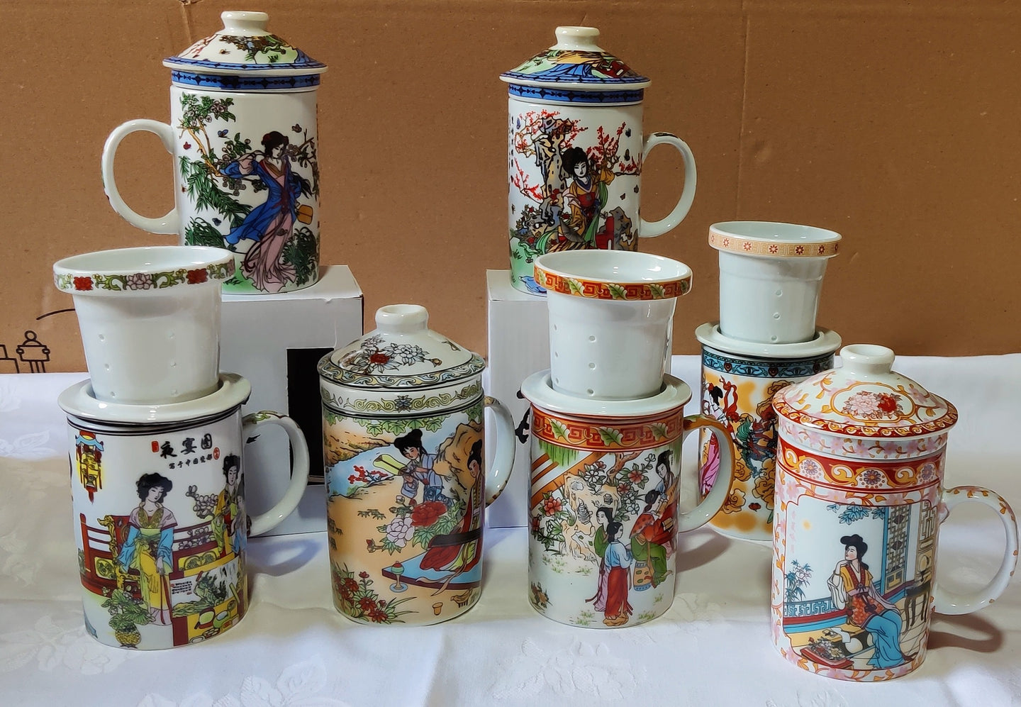 Grand verre en porcelaine avec filtre (7,50 x 14,50 cm)