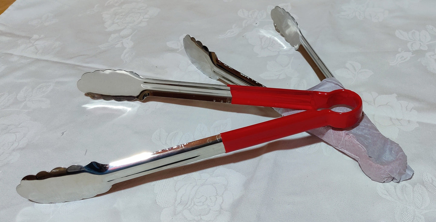 Pince à buffet en inox rouge 30 cm