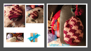 Étuis porte-clés en tricot fait main - Mosaique rose