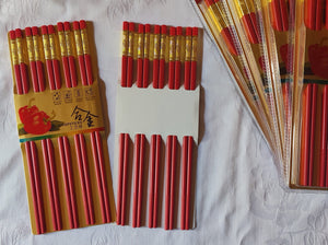 Ensemble de baguettes chinoises rouge (24,20 cm)
