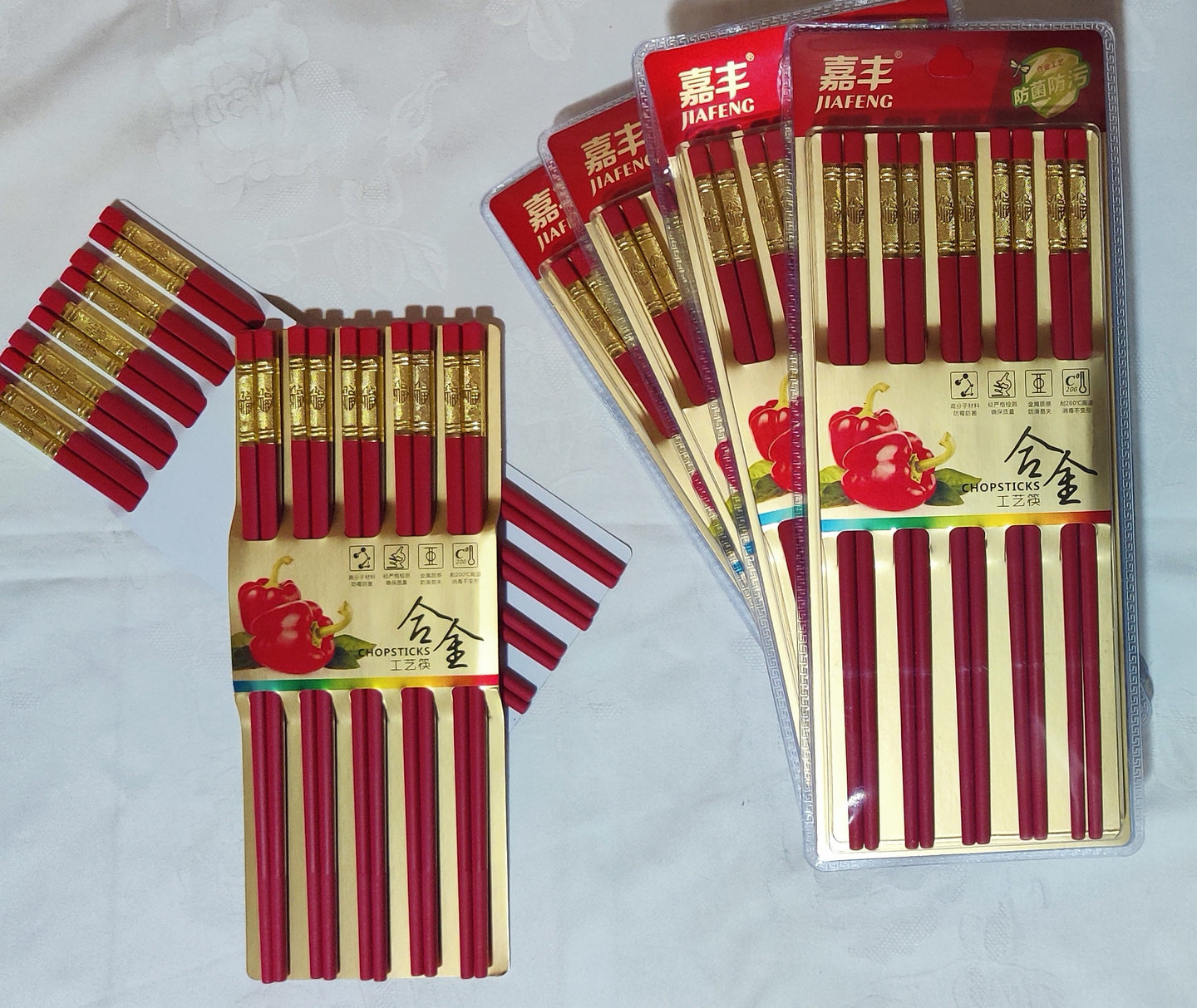 Ensemble de baguettes chinoises rouge (24,20 cm)