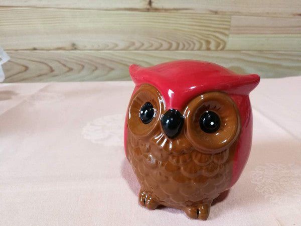 Tirelire hibou en porcelaine (9 x 7,50 cm)