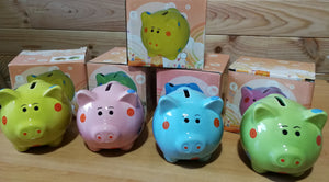Tire-lire de cochon en porcelaine (10,00 x 8,50 cm)