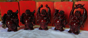 Statue de Bouddha en résine rouge (6,50 x 9,50 cm)