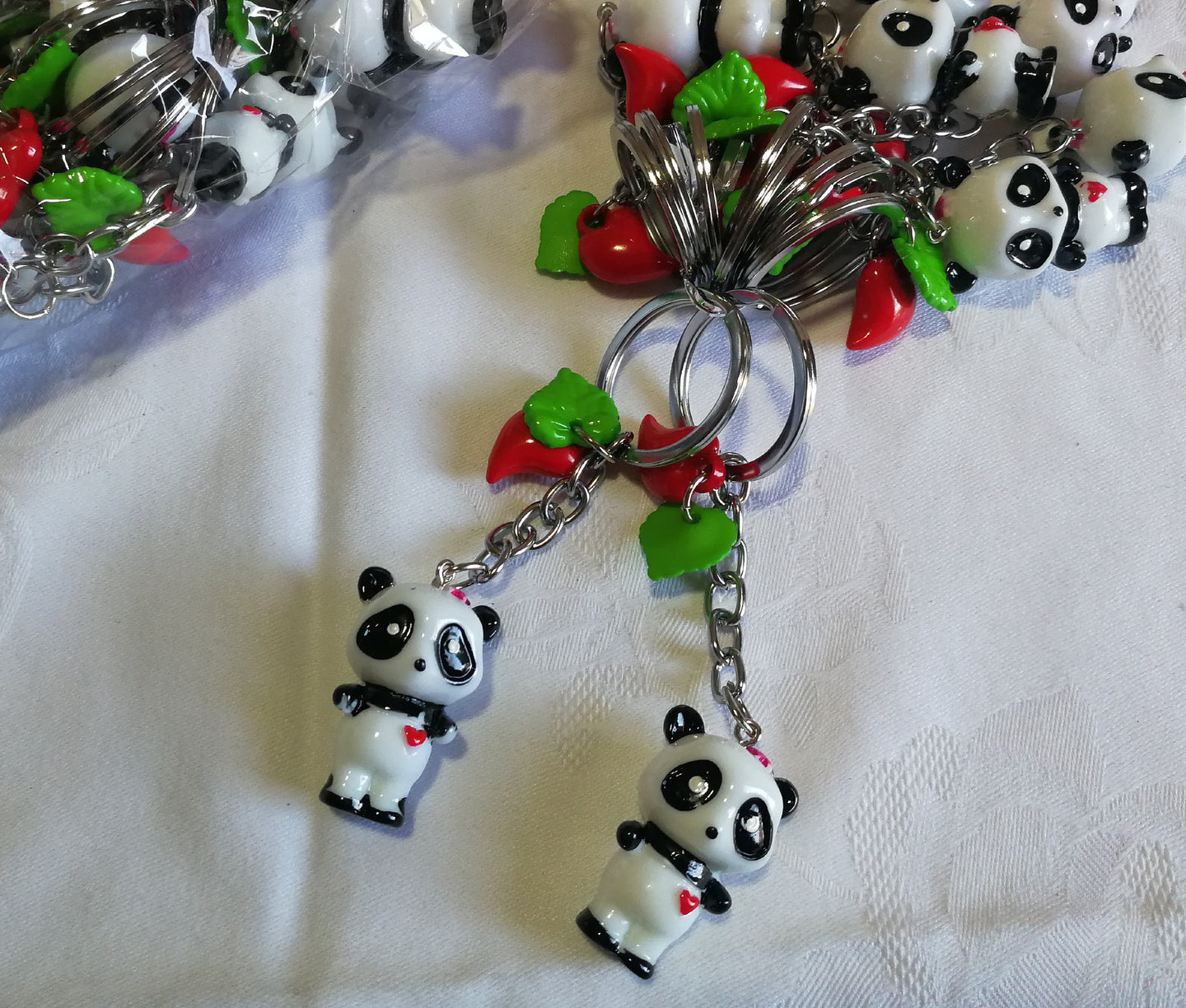 Porte-clés panda en résine (2,00 x 3,50 cm)