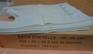 Sac bretelle (260 + 60 + 60 x 450 mm 50 Microns)