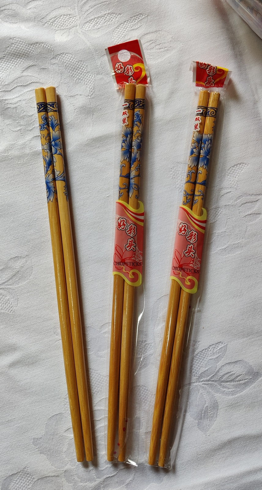 Baguettes en bambou - Fleurs bleues 24,00 cm