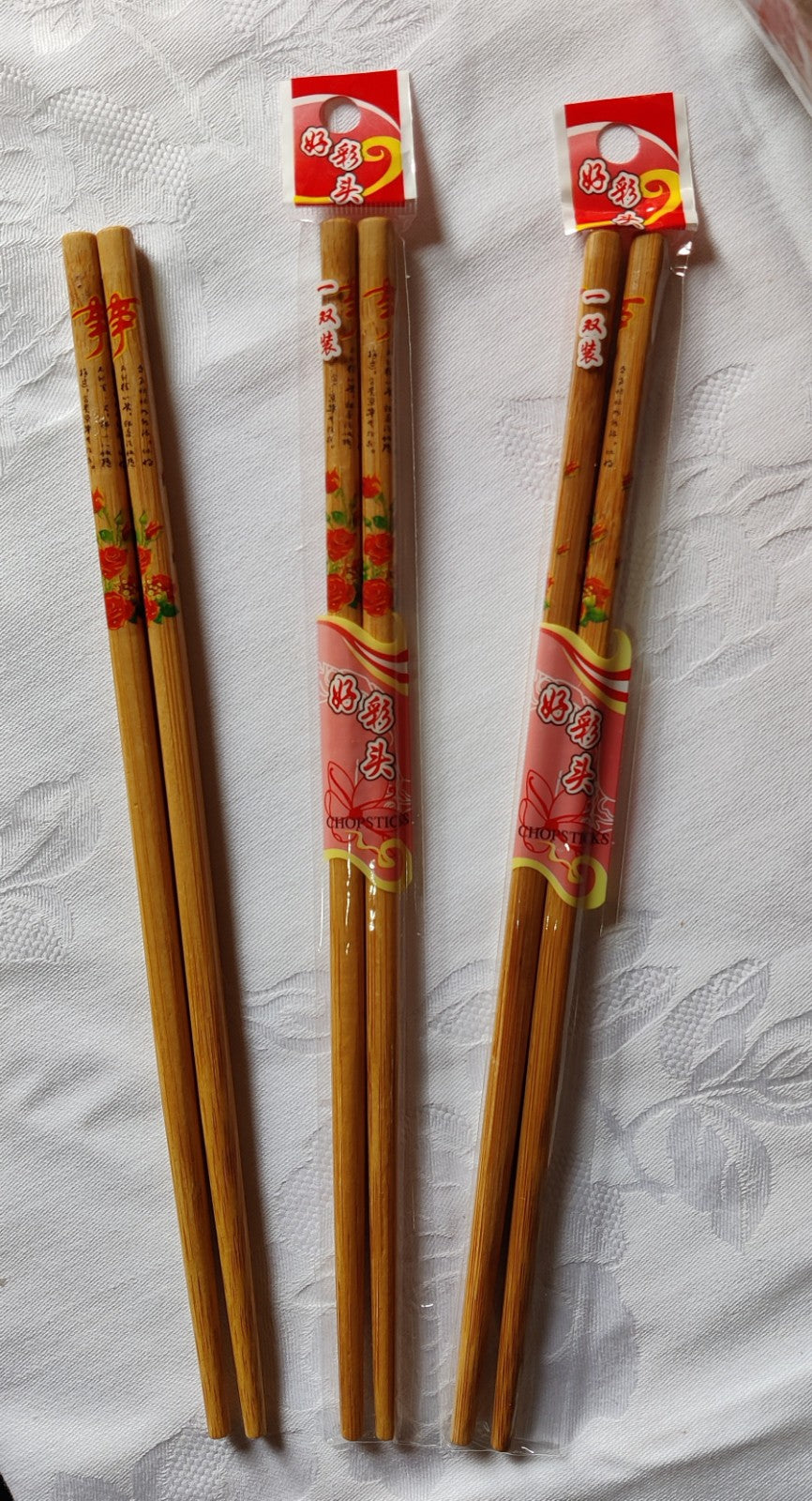 Baguettes en bambou - Traditionnelle Rouge 24,00 cm