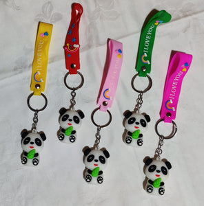 Portes-clés panda en caoutchouc (3,20 x 4,70 cm)