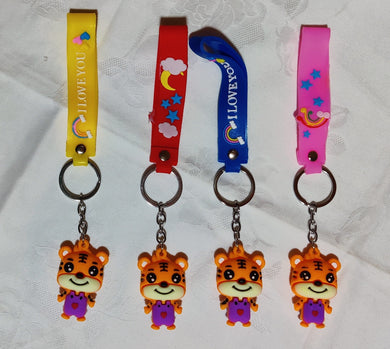 Porte-clés tigre orange en caoutchouc (3,50 x 5,50 cm)