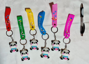 Portes-clés panda rose en caoutchouc (3,00 x 4,50 cm)