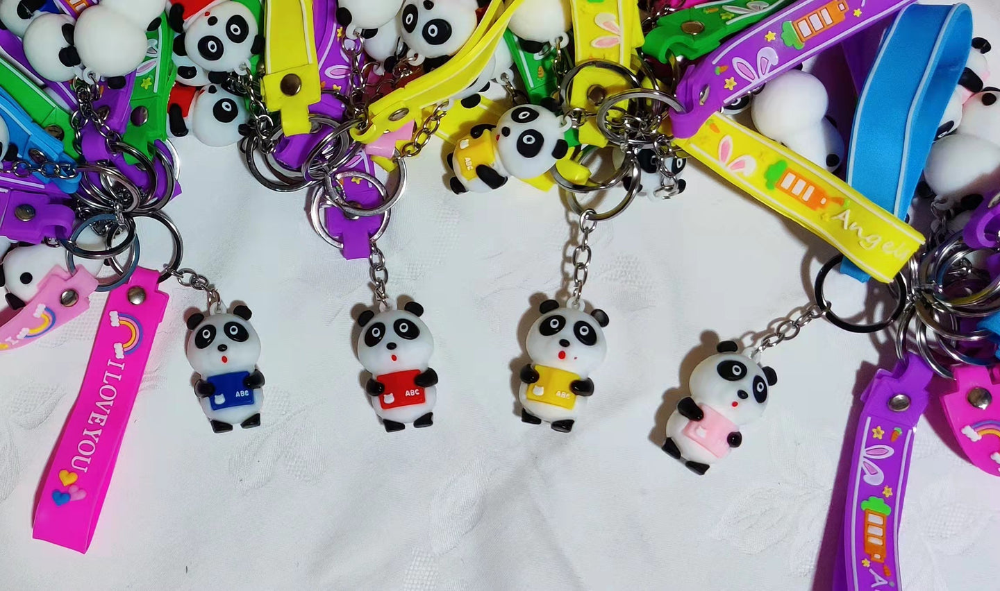 Porte-clés de panda en caoutchouc (2,80 x 4,50 cm)