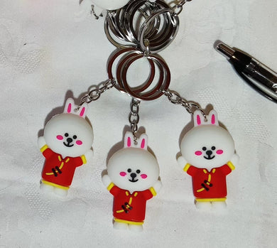 Porte-clés lapin en caoutchouc (3,50 x 5,80 cm)