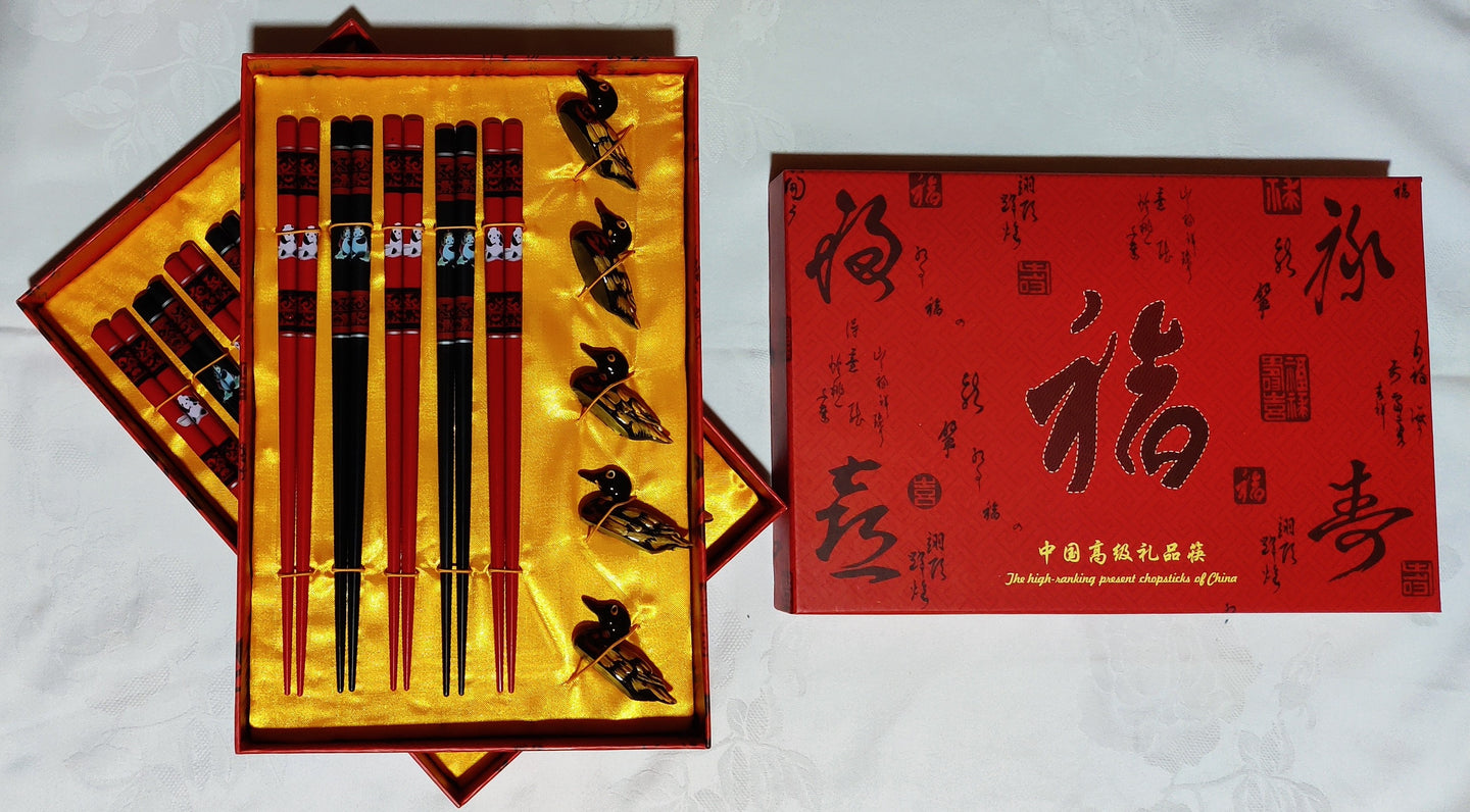 Ensemble de 5 paires de baguettes chinoises (18,00 x 27,50 cm)