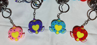 Porte-clés double coeur en caoutchouc (4,50 x 4,00 cm)